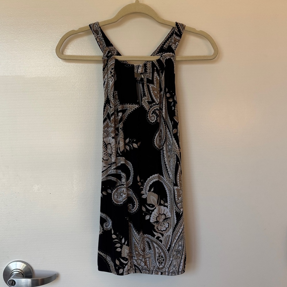 INC International Concepts Black and Gray Paisley Tank Top